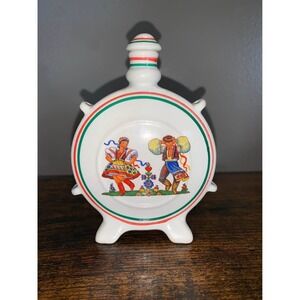Vintage Granit Hungary Folk Art Ceramic Moon Flask Hand Painted Decanter